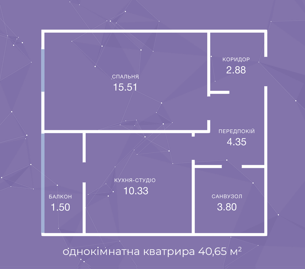 однокімнатна кватрира 40,65